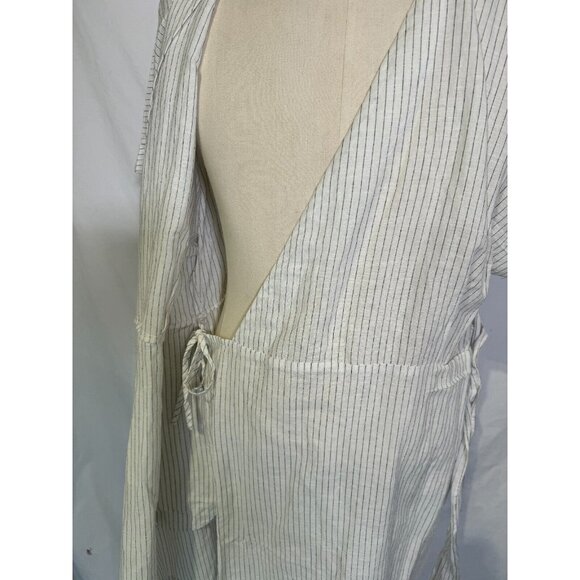 NWT Hudson North Linen Blend Wrap Comfy Stylish Belted Stripe Linen Dress Sz 3XL - Picture 11 of 16